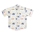 PURITAN Mens Cream & Blue Cotton Sailing Print Short Sleeve Shirt M Casual