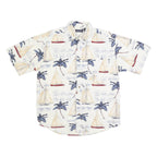 PURITAN Mens Cream & Blue Cotton Sailing Print Short Sleeve Shirt M Casual