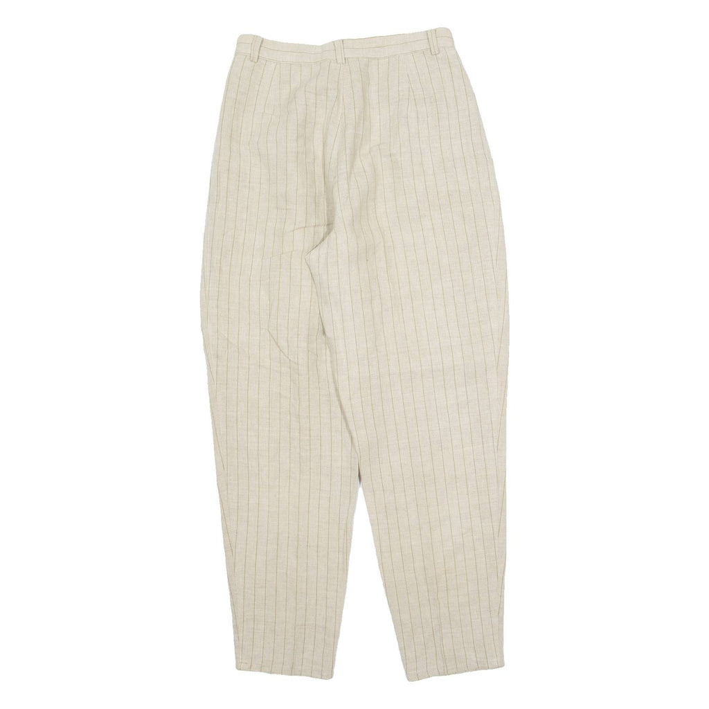 STEFANEL Striped Womens Trousers Beige Relaxed Tapered 90s W26 L28