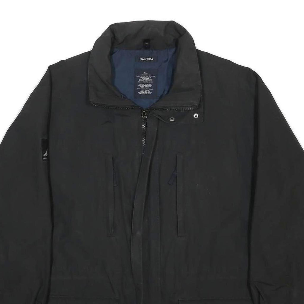NAUTICA Mens Black Outdoor Jacket XL Cotton Blend Zip Pocketed Casual