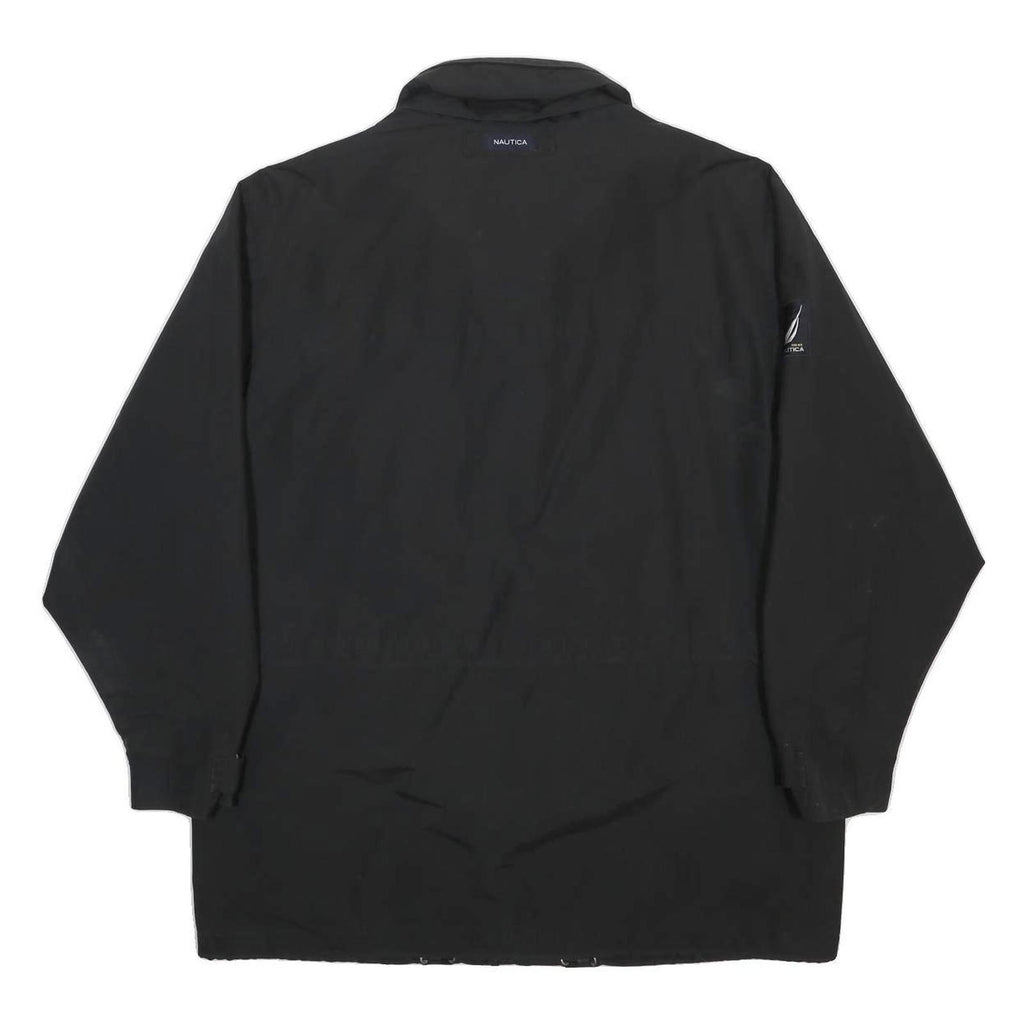 NAUTICA Mens Black Outdoor Jacket XL Cotton Blend Zip Pocketed Casual
