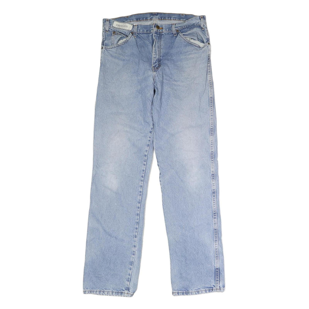 DICKIES Mens Jeans Blue Regular Straight Denim Light W34 L34 Classic Button