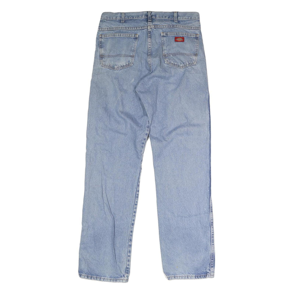 DICKIES Mens Jeans Blue Regular Straight Denim Light W34 L34 Classic Button