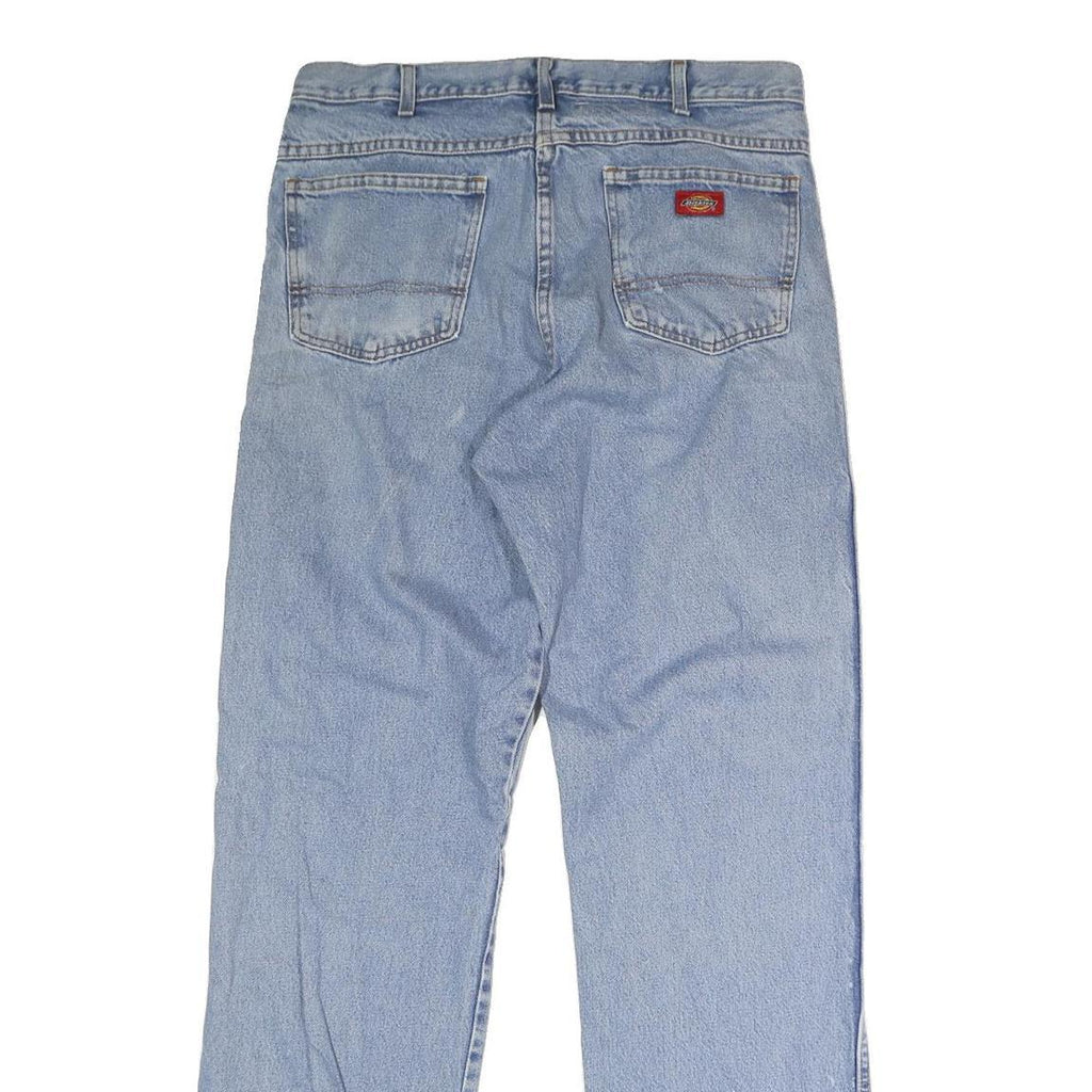 DICKIES Mens Jeans Blue Regular Straight Denim Light W34 L34 Classic Button