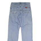 DICKIES Mens Jeans Blue Regular Straight Denim Light W34 L34 Classic Button