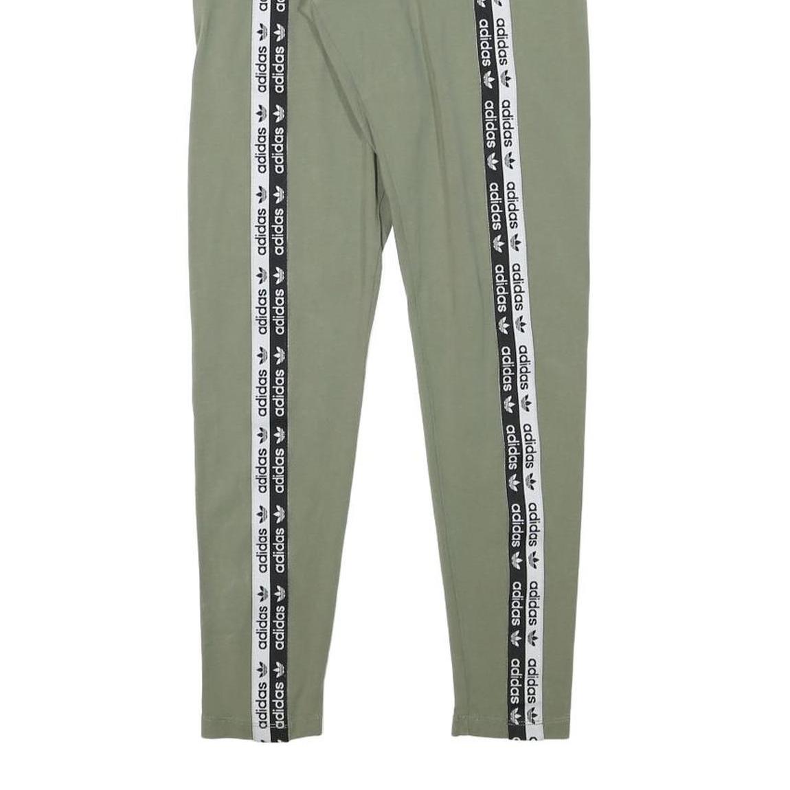 ADIDAS Womens Joggers Green & Black Slim Straight UK 10 W24 L25 Cotton Blend