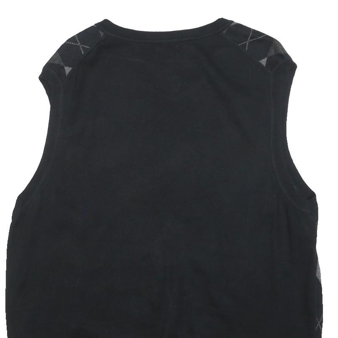 APT 9 Mens Black & Grey Patterned Sleeveless V-Neck Cotton Jumper XL Argyle Knit