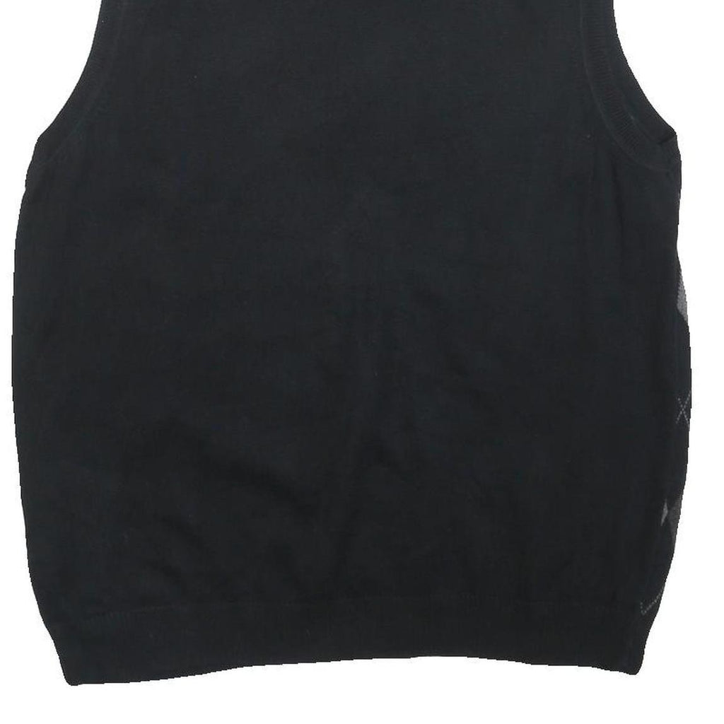 APT 9 Mens Black & Grey Patterned Sleeveless V-Neck Cotton Jumper XL Argyle Knit