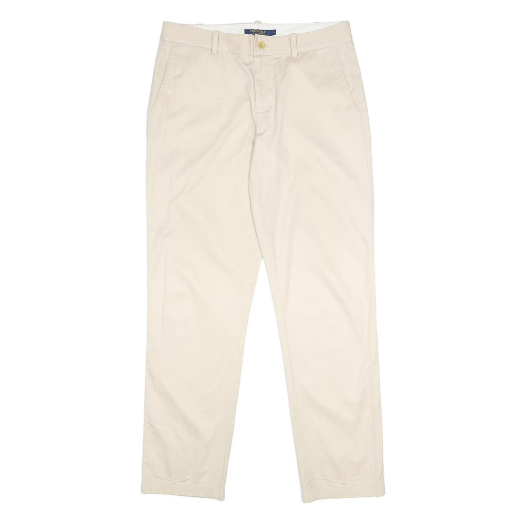POLO RALPH LAUREN Womens Cotton Blend Beige Regular Fit Straight Trousers W32