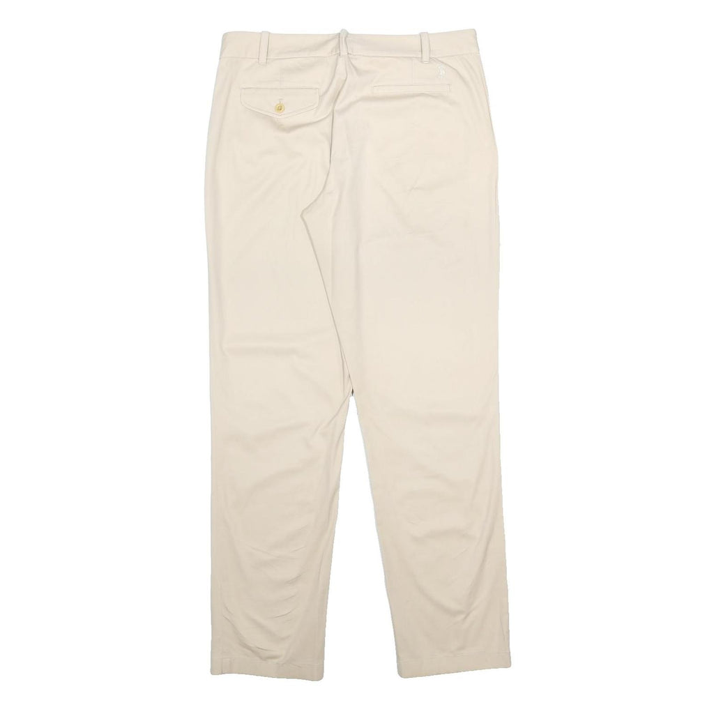 POLO RALPH LAUREN Womens Cotton Blend Beige Regular Fit Straight Trousers W32