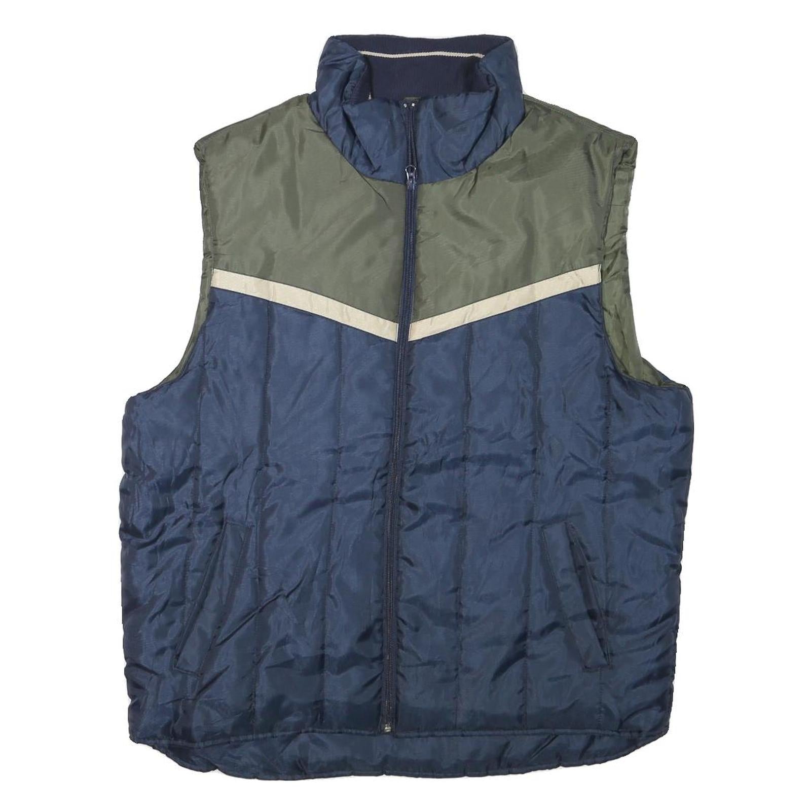 ARIZONA JEAN COMPANY Mens Blue & Green Jacket XL Polyester Blend Plain Zip Vest