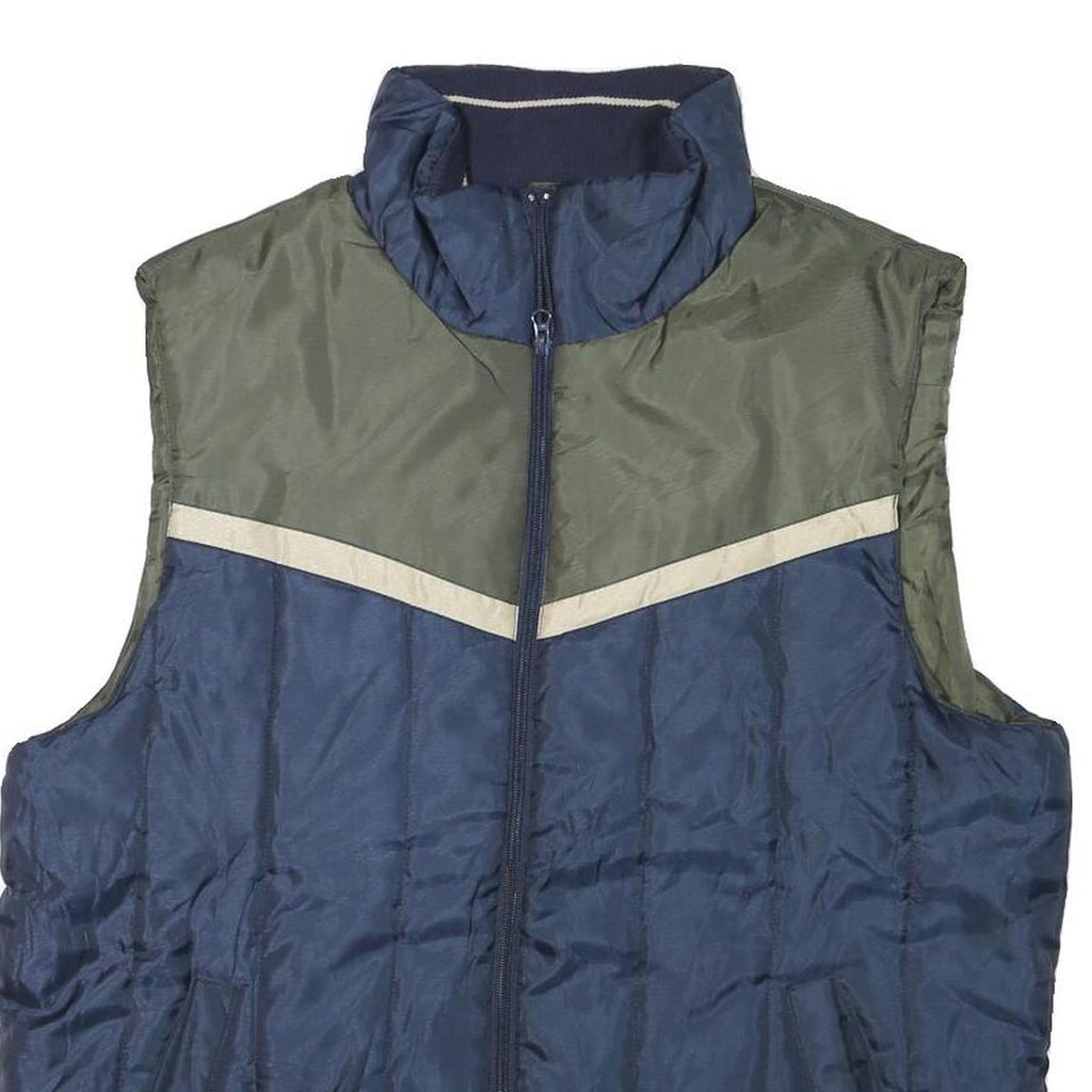 ARIZONA JEAN COMPANY Mens Blue & Green Jacket XL Polyester Blend Plain Zip Vest