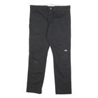 DICKIES Mens Cotton Blend Black Slim Straight Trousers W32 L30 Workwear