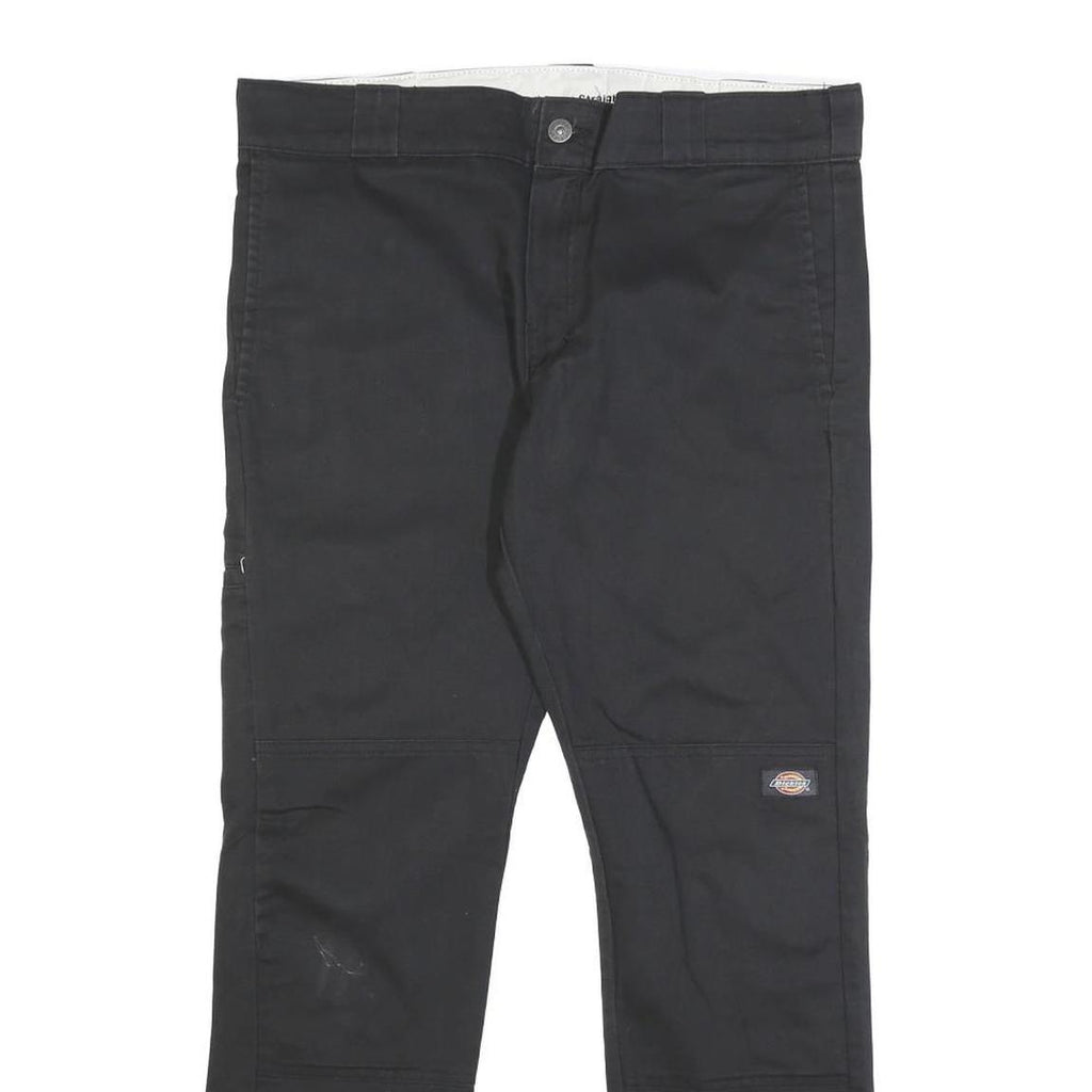 DICKIES Mens Cotton Blend Black Slim Straight Trousers W32 L30 Workwear