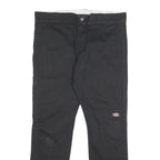 DICKIES Mens Cotton Blend Black Slim Straight Trousers W32 L30 Workwear