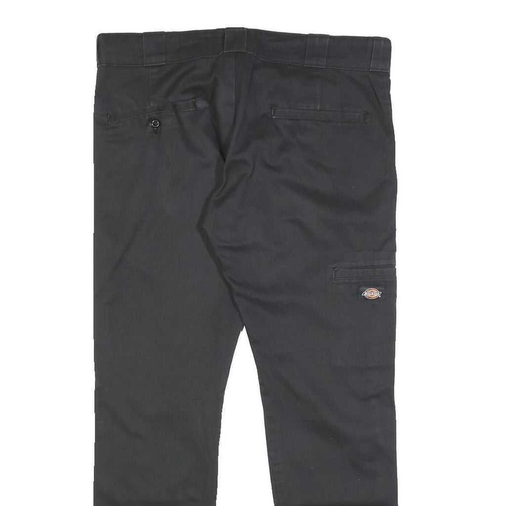 DICKIES Mens Cotton Blend Black Slim Straight Trousers W32 L30 Workwear