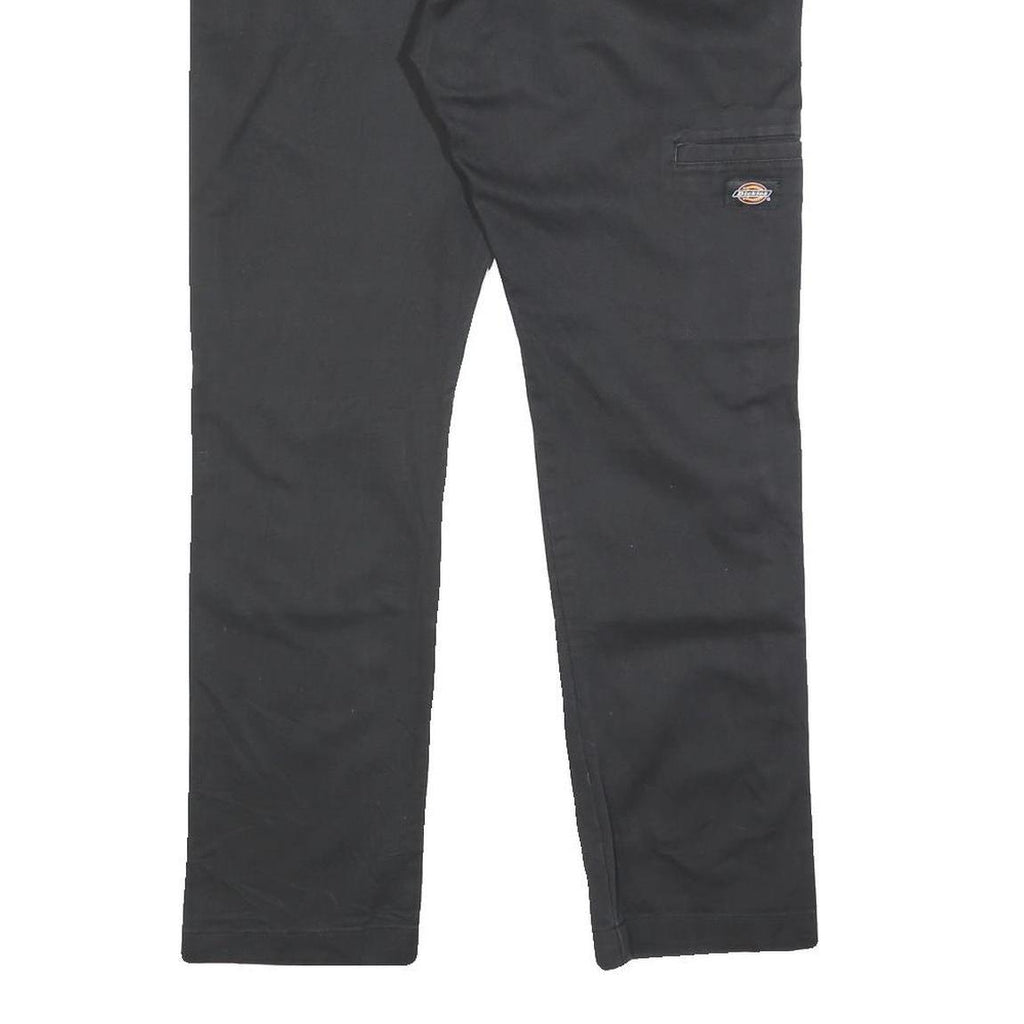 DICKIES Mens Cotton Blend Black Slim Straight Trousers W32 L30 Workwear