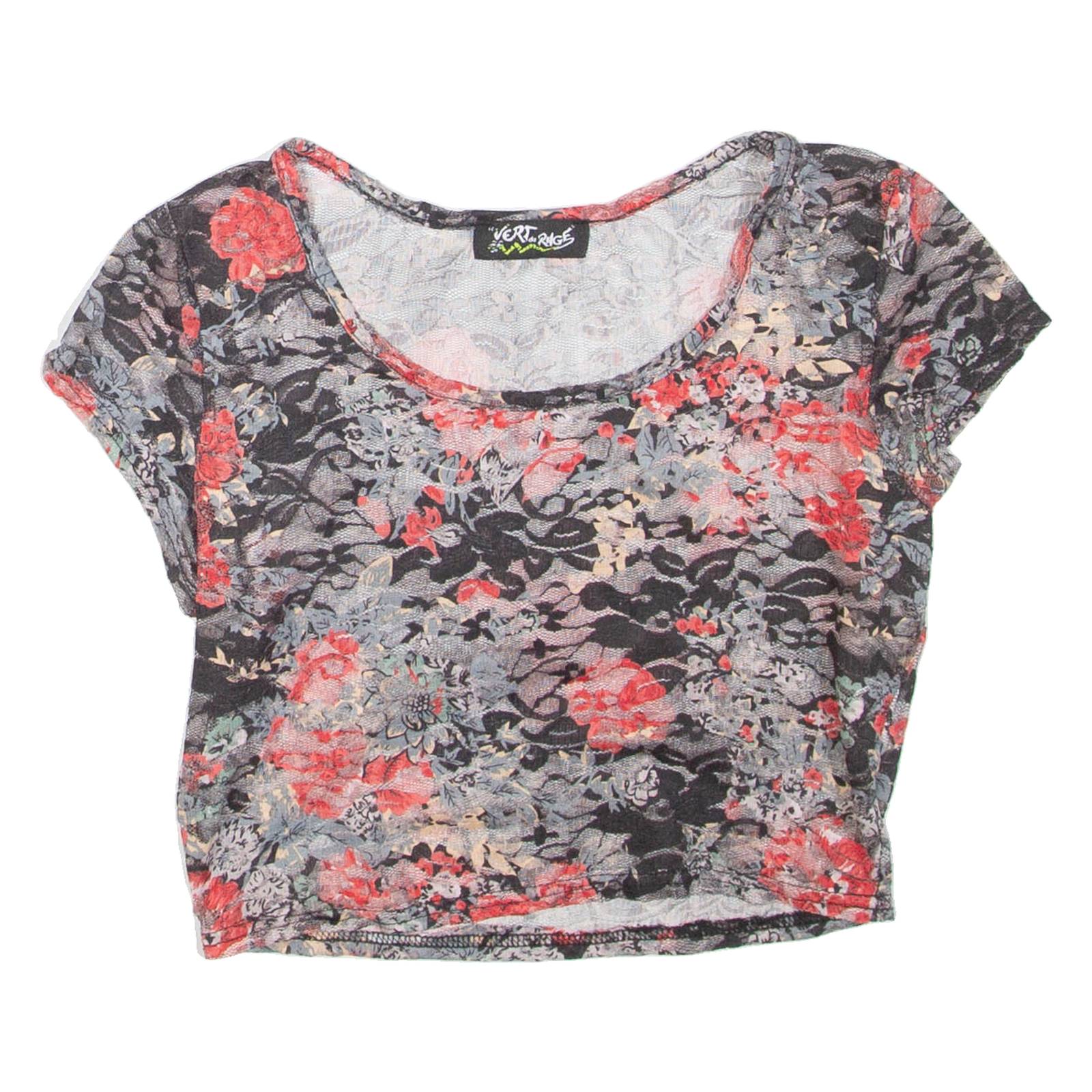 Womens Cropped Top Black Floral S