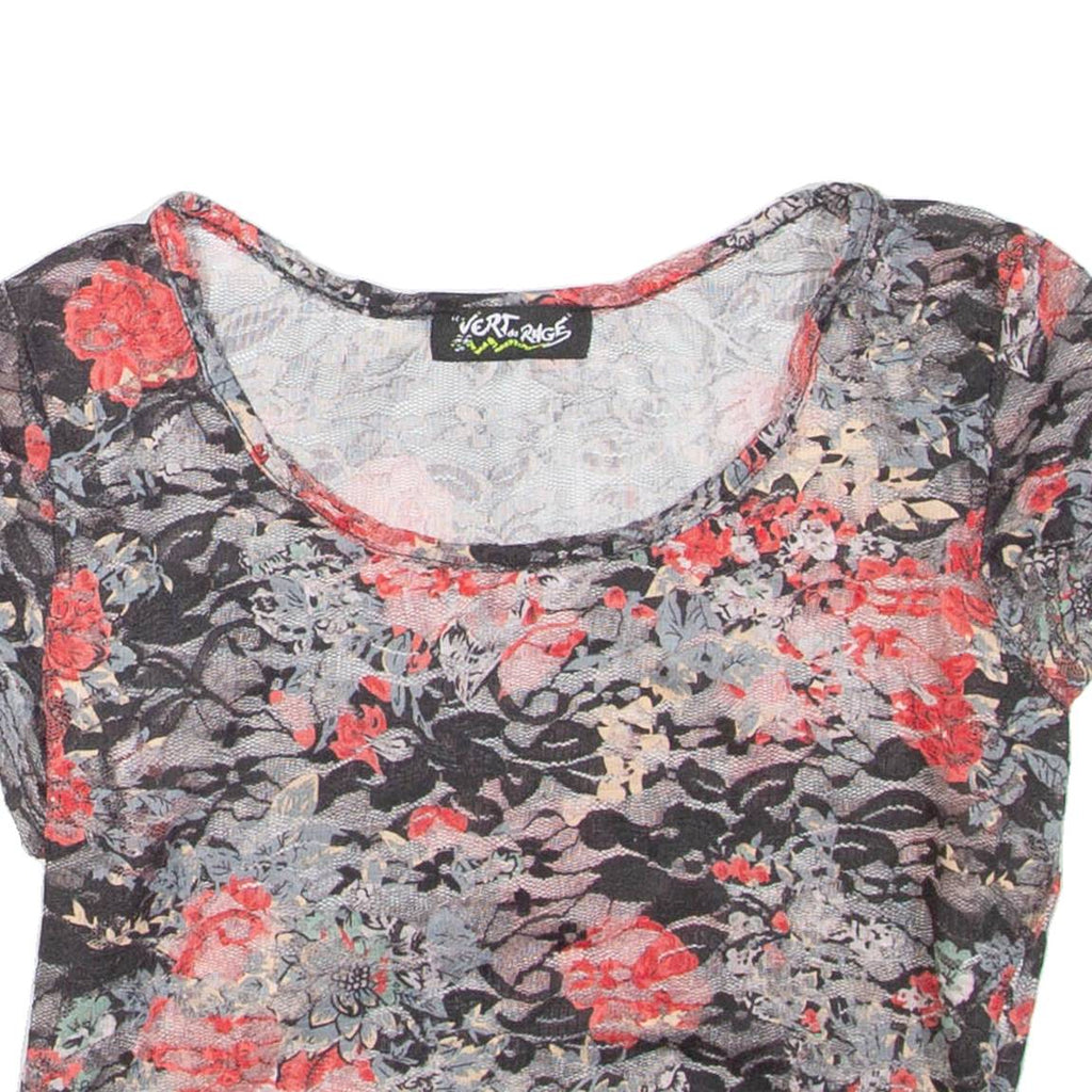 Womens Cropped Top Black Floral S