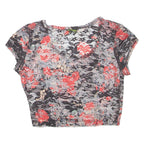 Womens Cropped Top Black Floral S