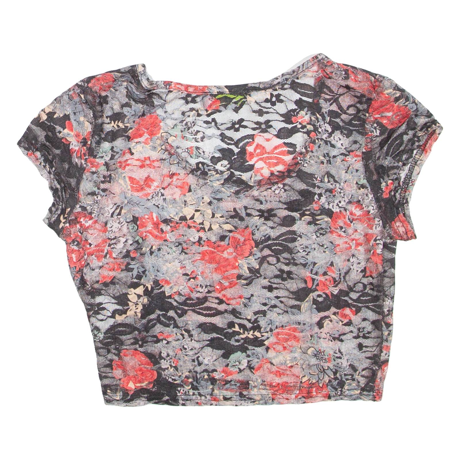 Womens Cropped Top Black Floral S