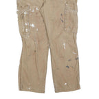 CARHARTT Mens Relaxed Fit Beige Cargo Trousers W36 L30 Workwear Utility Zip