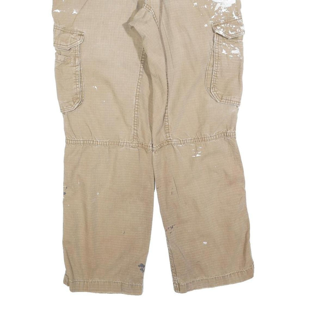 CARHARTT Mens Relaxed Fit Beige Cargo Trousers W36 L30 Workwear Utility Zip
