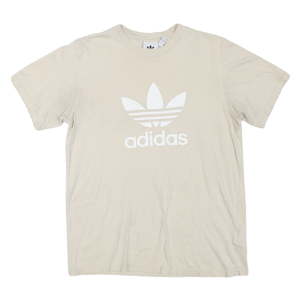 ADIDAS Mens Cream Graphic T-Shirt S Short Sleeve Crew Neck Cotton Blend Casual