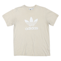 ADIDAS Mens Cream Graphic T-Shirt S Short Sleeve Crew Neck Cotton Blend Casual