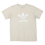 ADIDAS Mens Cream Graphic T-Shirt S Short Sleeve Crew Neck Cotton Blend Casual