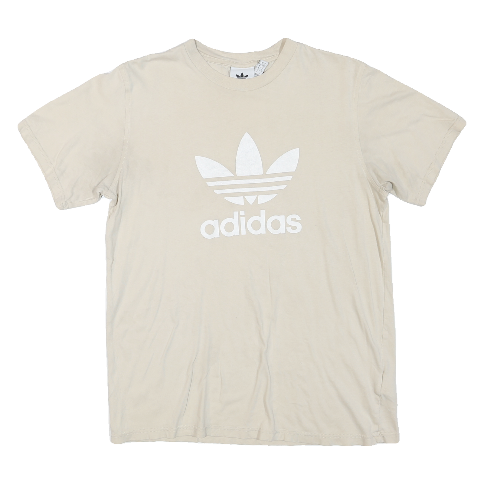 ADIDAS Mens Cream Graphic T-Shirt S Short Sleeve Crew Neck Cotton Blend Casual