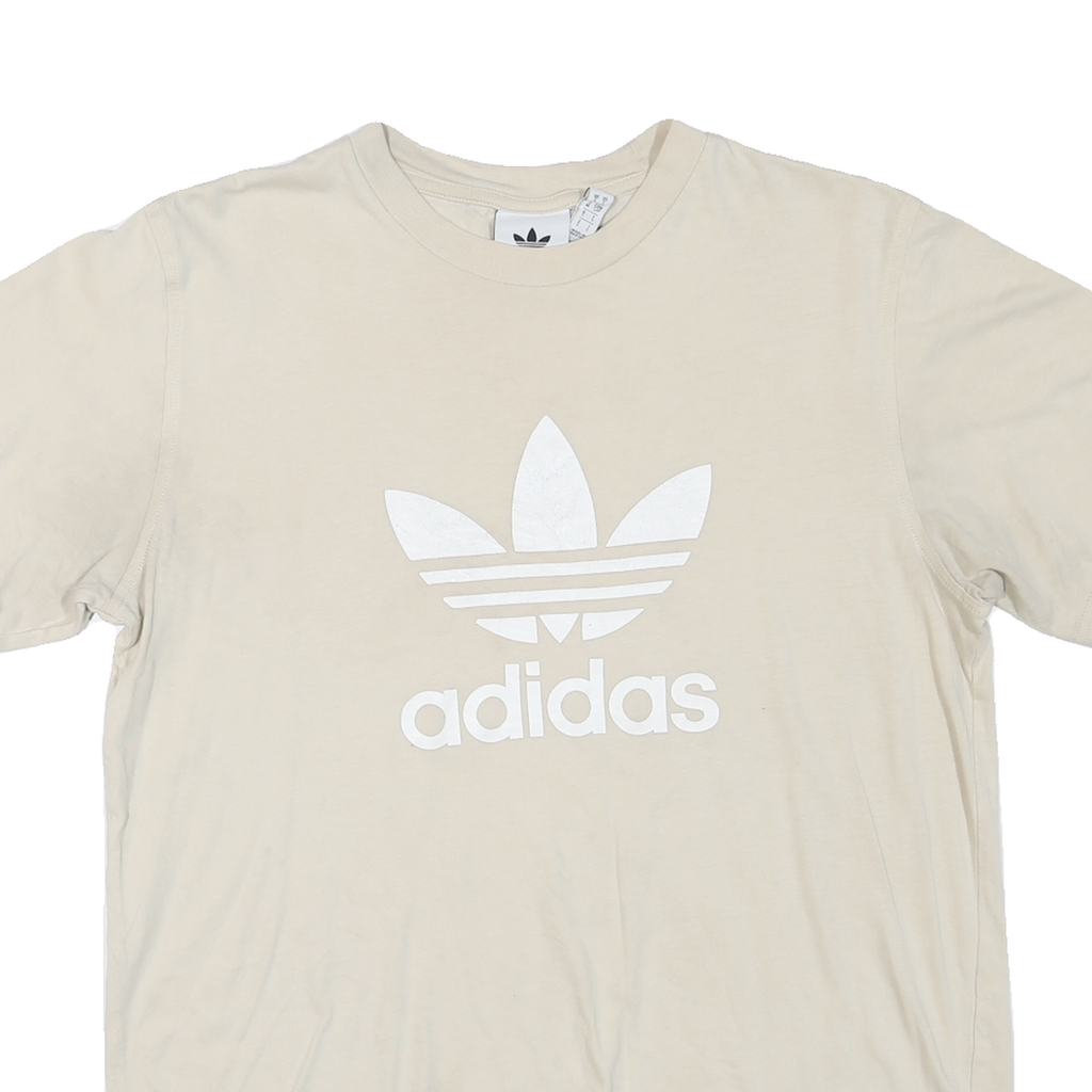 ADIDAS Mens Cream Graphic T-Shirt S Short Sleeve Crew Neck Cotton Blend Casual