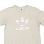 ADIDAS Mens Cream Graphic T-Shirt S Short Sleeve Crew Neck Cotton Blend Casual