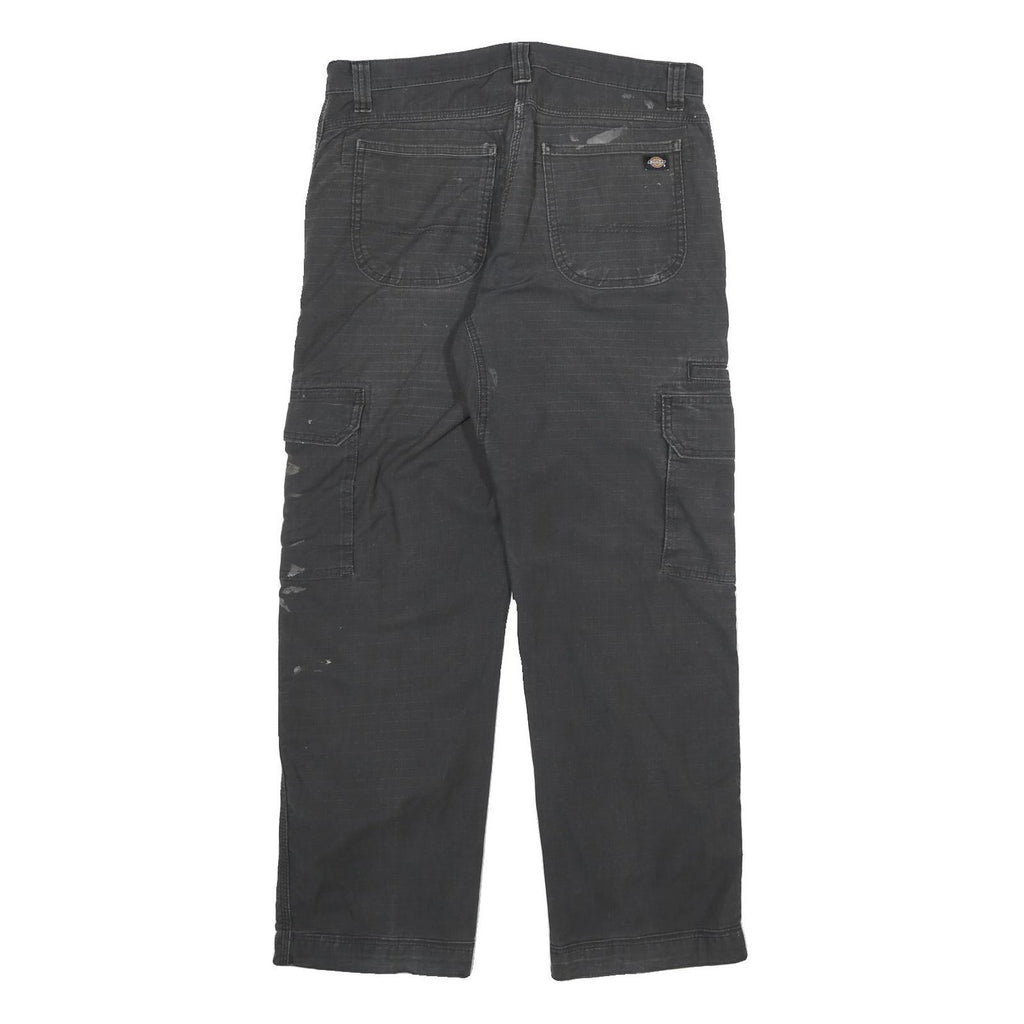 DICKIES Mens Cotton Blend Black Regular Straight Trousers W32 L30 Workwear Zip