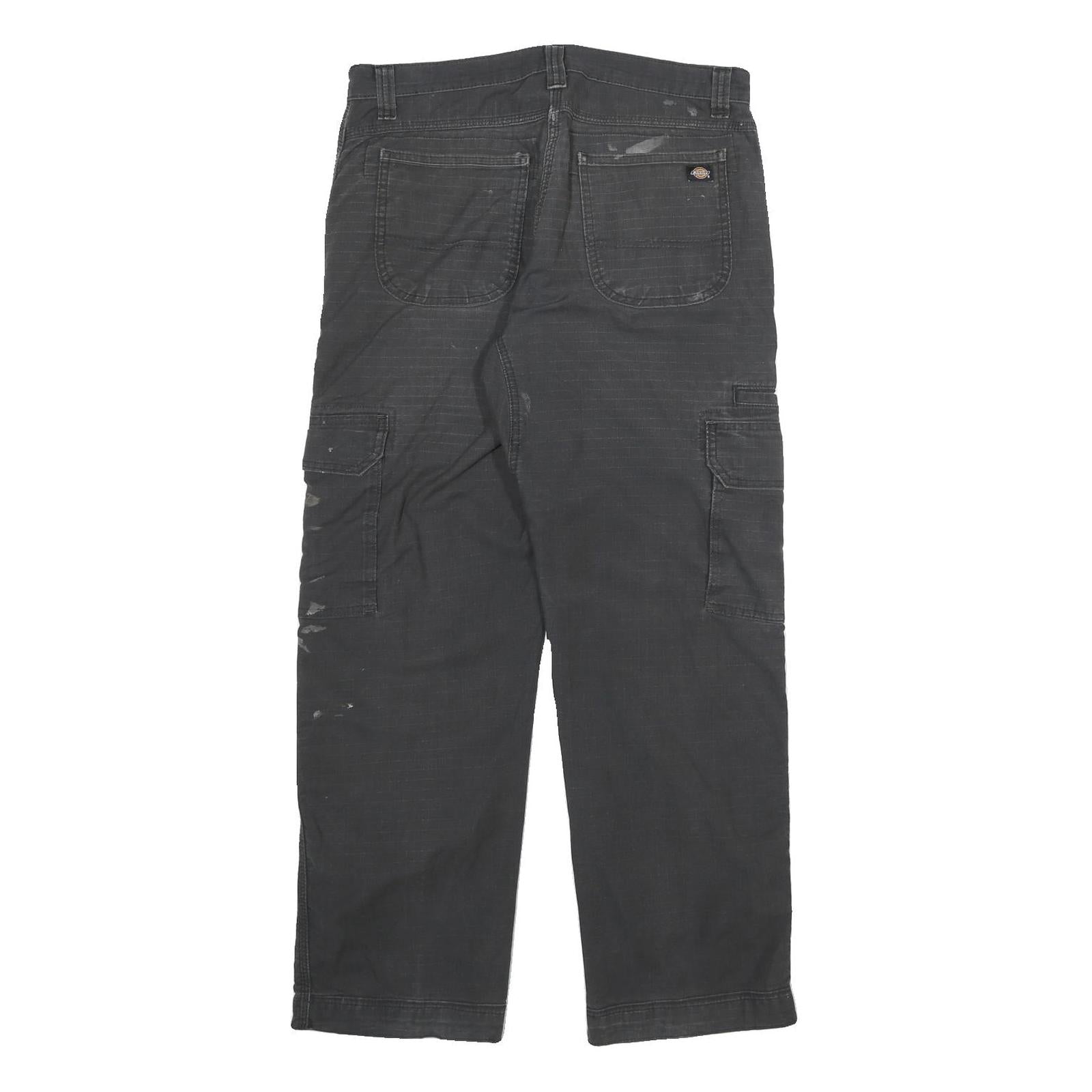 DICKIES Mens Cotton Blend Black Regular Straight Trousers W32 L30 Workwear Zip