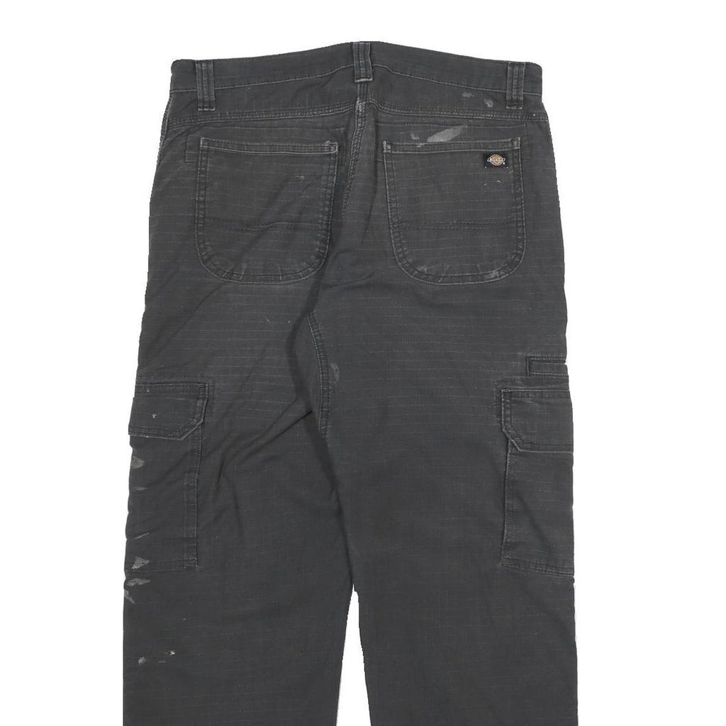 DICKIES Mens Cotton Blend Black Regular Straight Trousers W32 L30 Workwear Zip