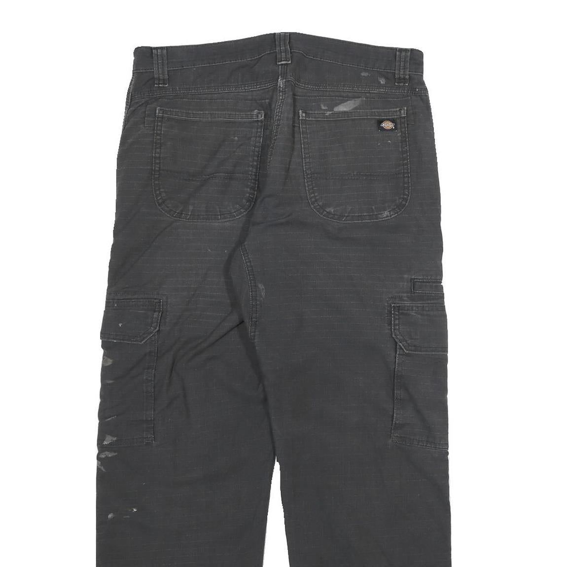 DICKIES Mens Cotton Blend Black Regular Straight Trousers W32 L30 Workwear Zip