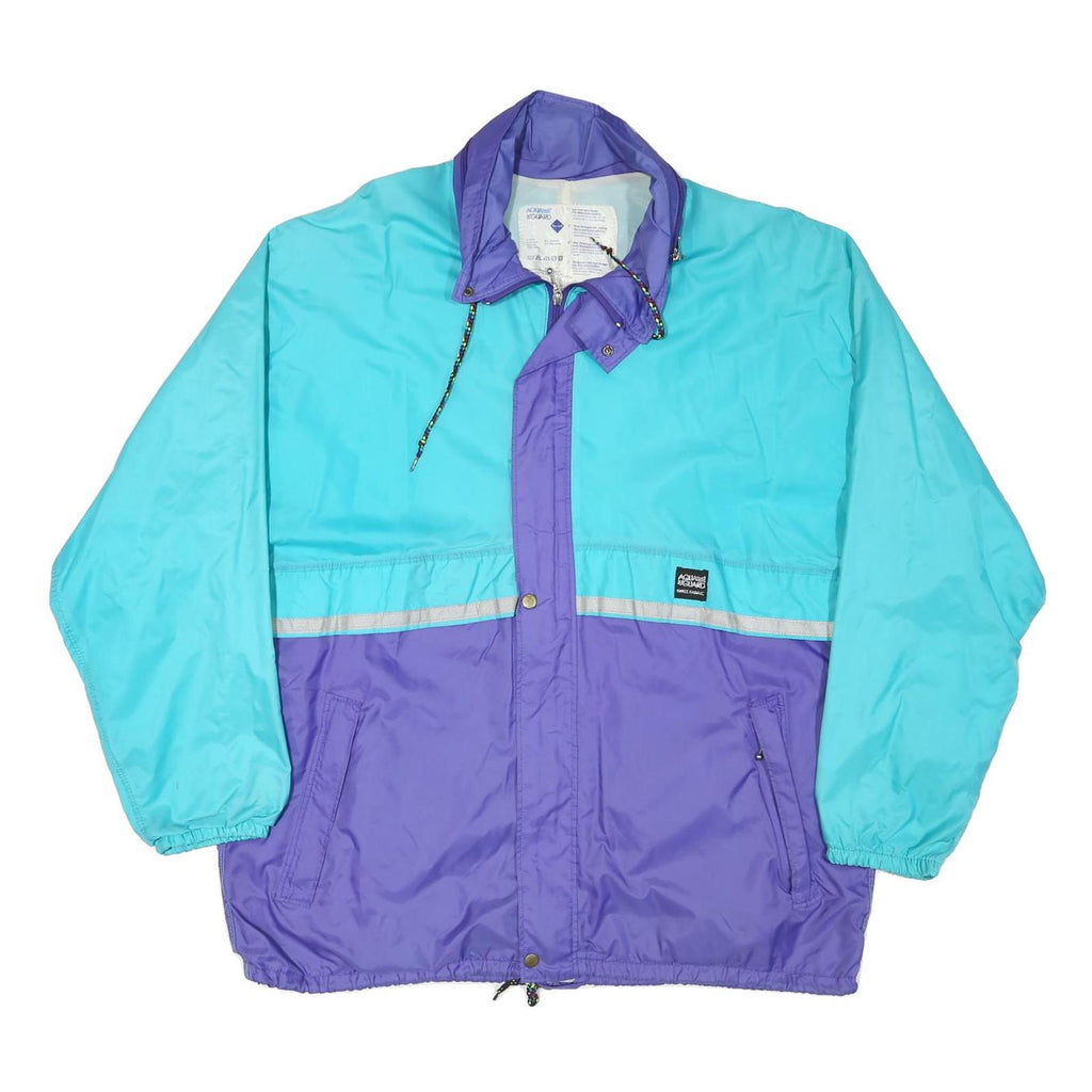 AQUA GUARD Mens Turquoise & Purple Outdoor Jacket XL Polyester Blend Colourblock