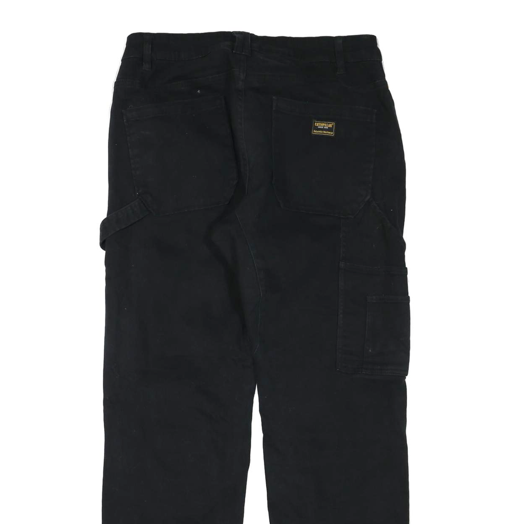 CAT Mens Cotton Blend Black Regular Leg Trousers W32 L32 Workwear Zip Closure