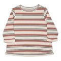 CROFT & BARROW Womens Cream & Pink Striped T-Shirt 2XL Long Sleeve Round Neck