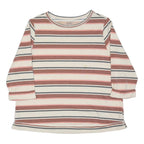 CROFT & BARROW Womens Cream & Pink Striped T-Shirt 2XL Long Sleeve Round Neck
