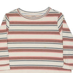 CROFT & BARROW Womens Cream & Pink Striped T-Shirt 2XL Long Sleeve Round Neck