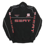 SEAT Mens Black Racing Team Jacket L Polyester Blend Zip Performance Motorsport