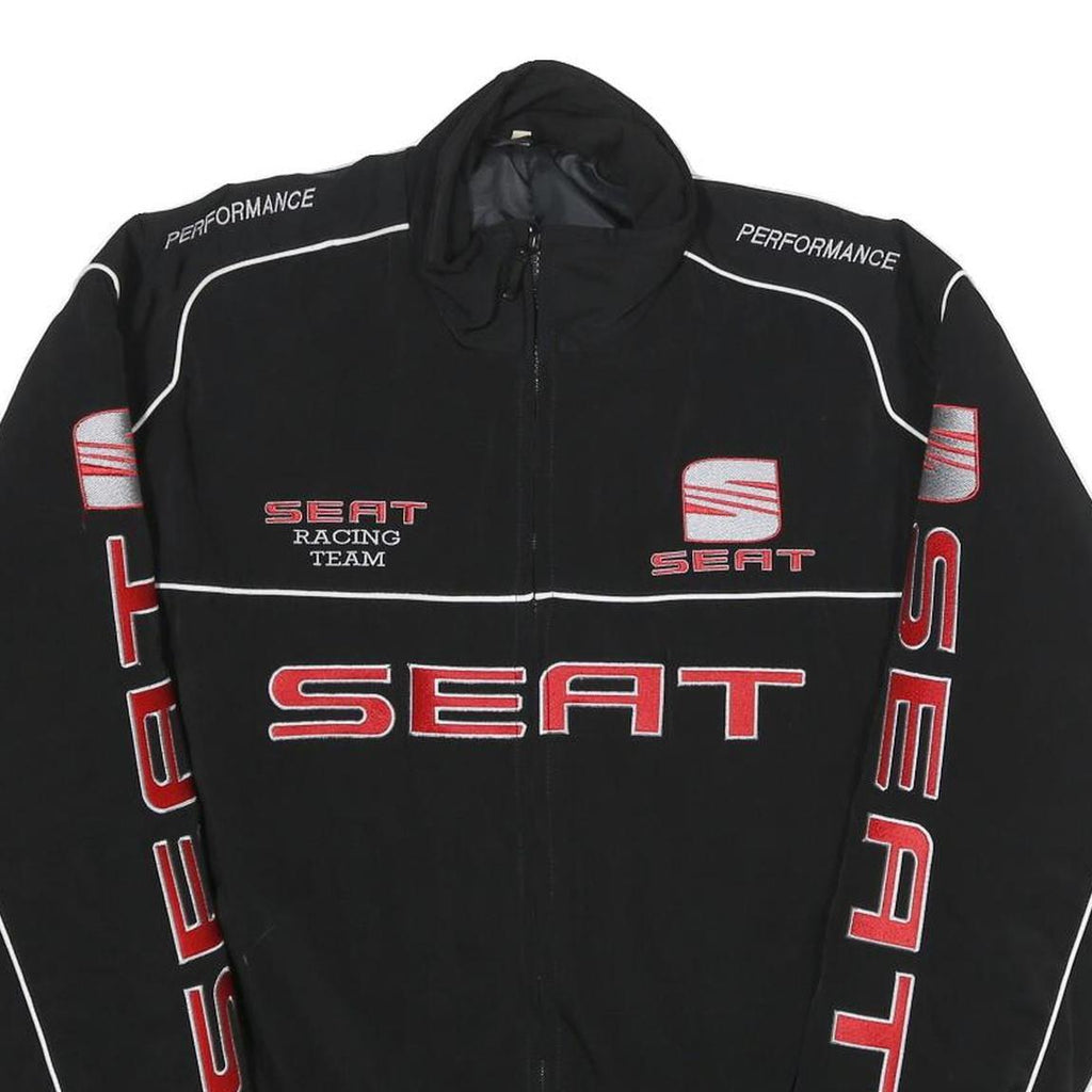 SEAT Mens Black Racing Team Jacket L Polyester Blend Zip Performance Motorsport
