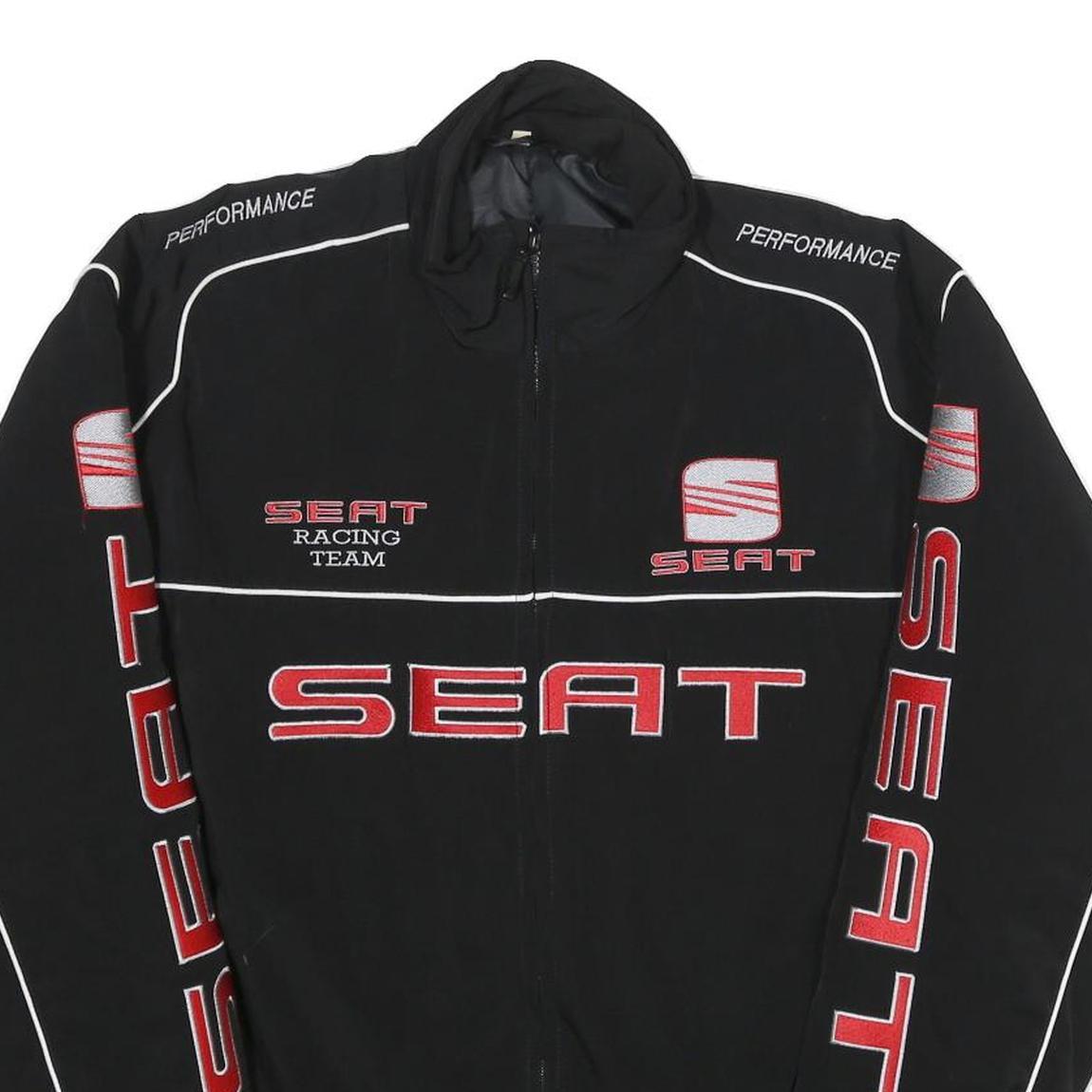 SEAT Mens Black Racing Team Jacket L Polyester Blend Zip Performance Motorsport