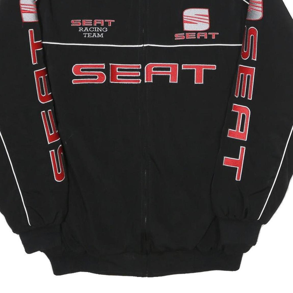 SEAT Mens Black Racing Team Jacket L Polyester Blend Zip Performance Motorsport