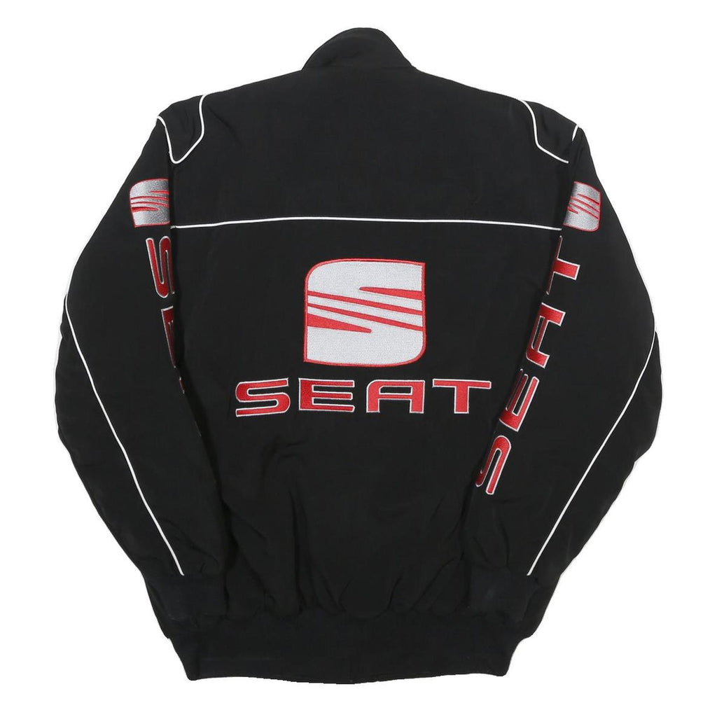 SEAT Mens Black Racing Team Jacket L Polyester Blend Zip Performance Motorsport