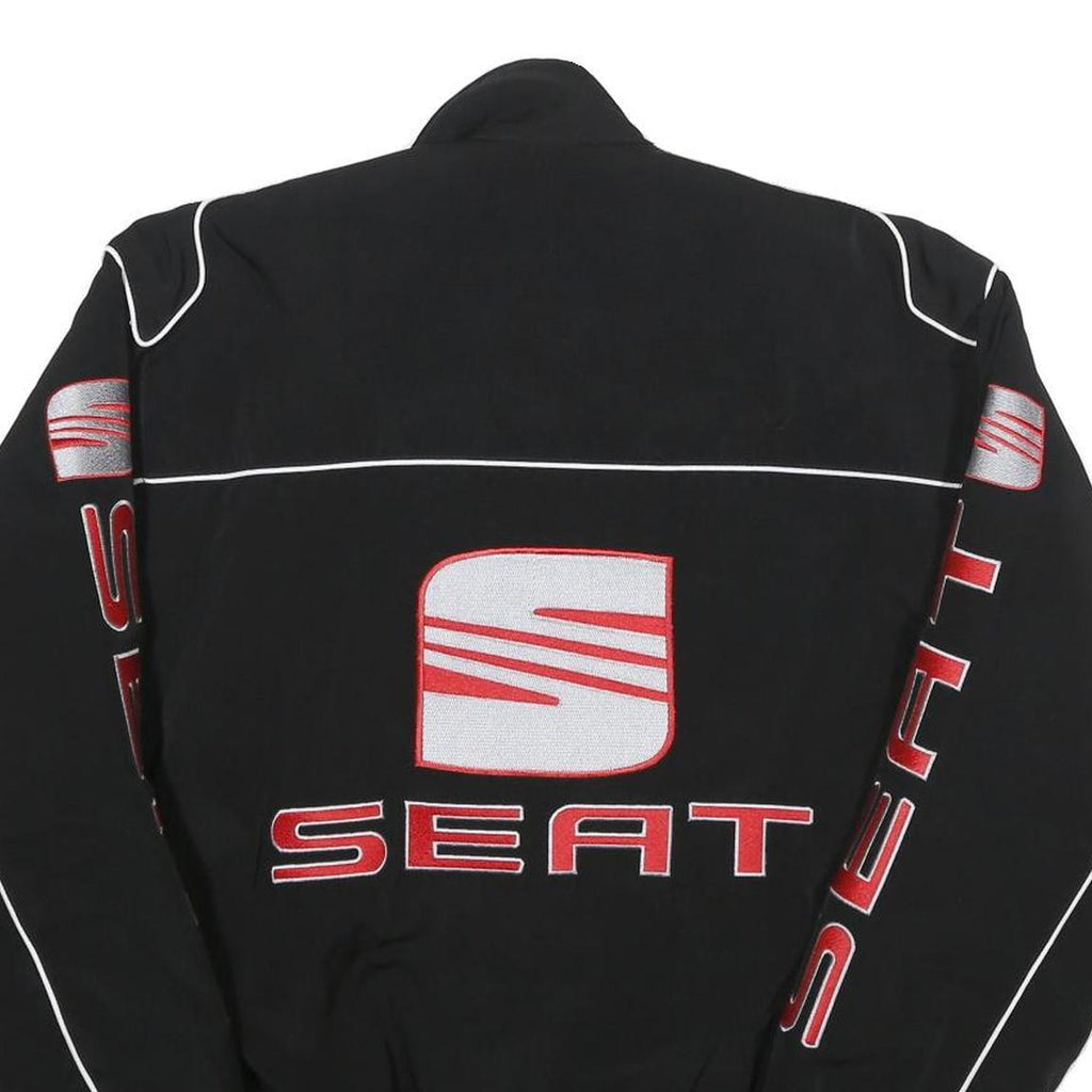 SEAT Mens Black Racing Team Jacket L Polyester Blend Zip Performance Motorsport