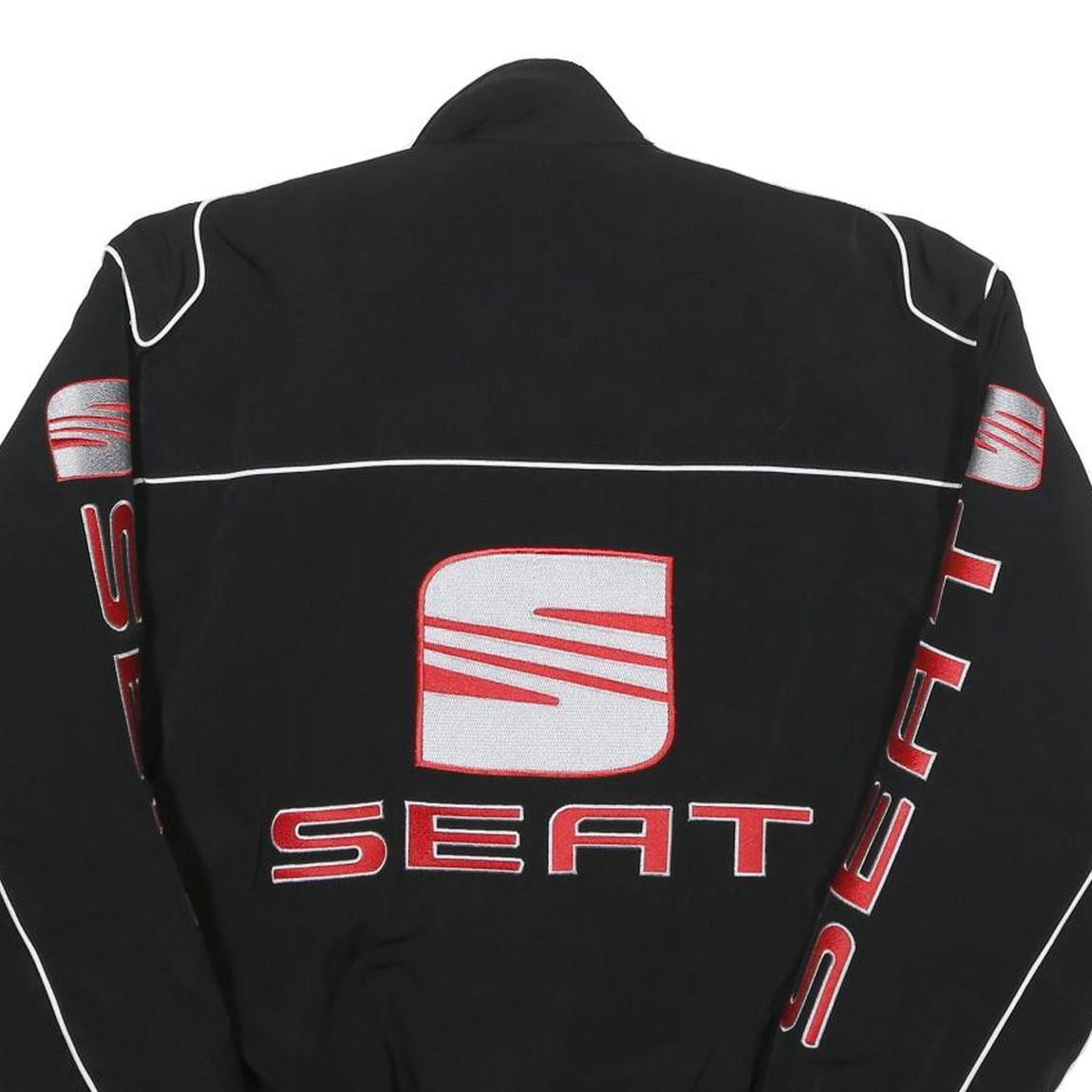 SEAT Mens Black Racing Team Jacket L Polyester Blend Zip Performance Motorsport