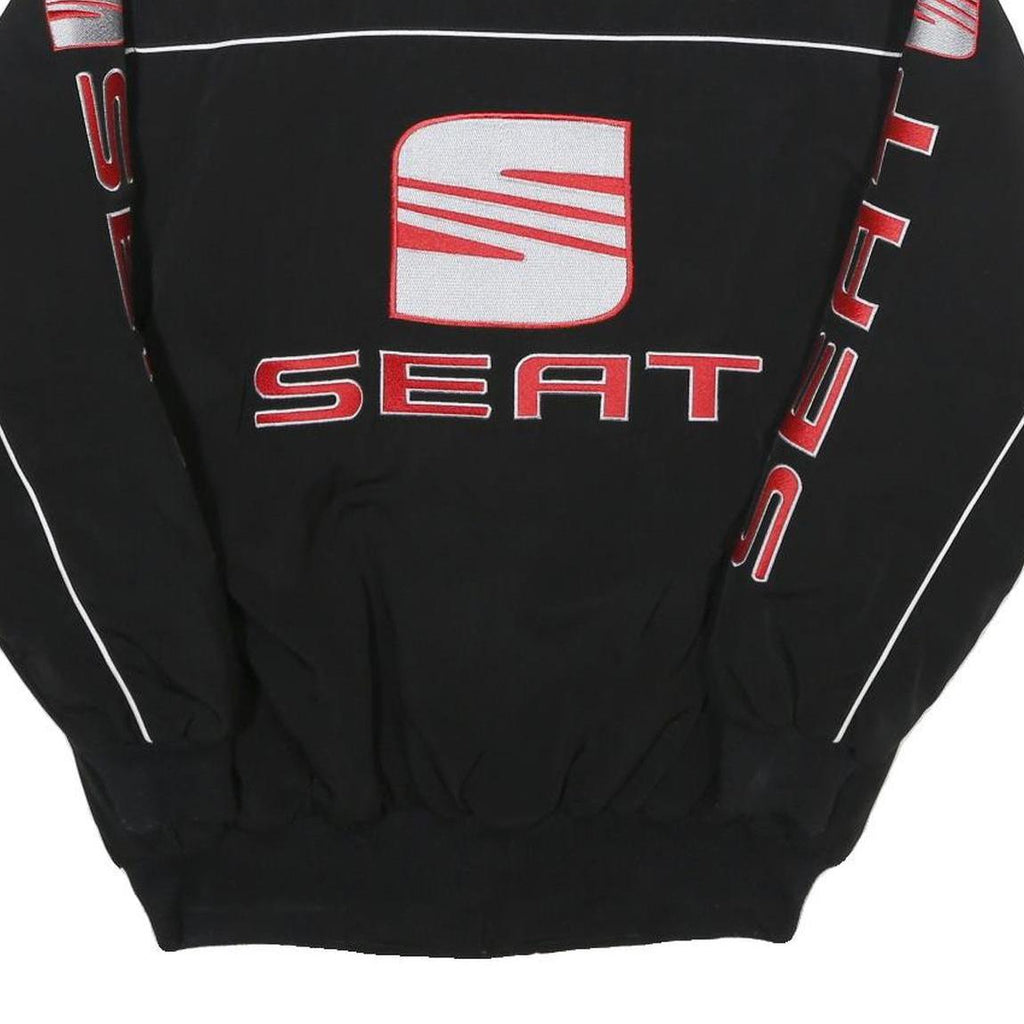 SEAT Mens Black Racing Team Jacket L Polyester Blend Zip Performance Motorsport